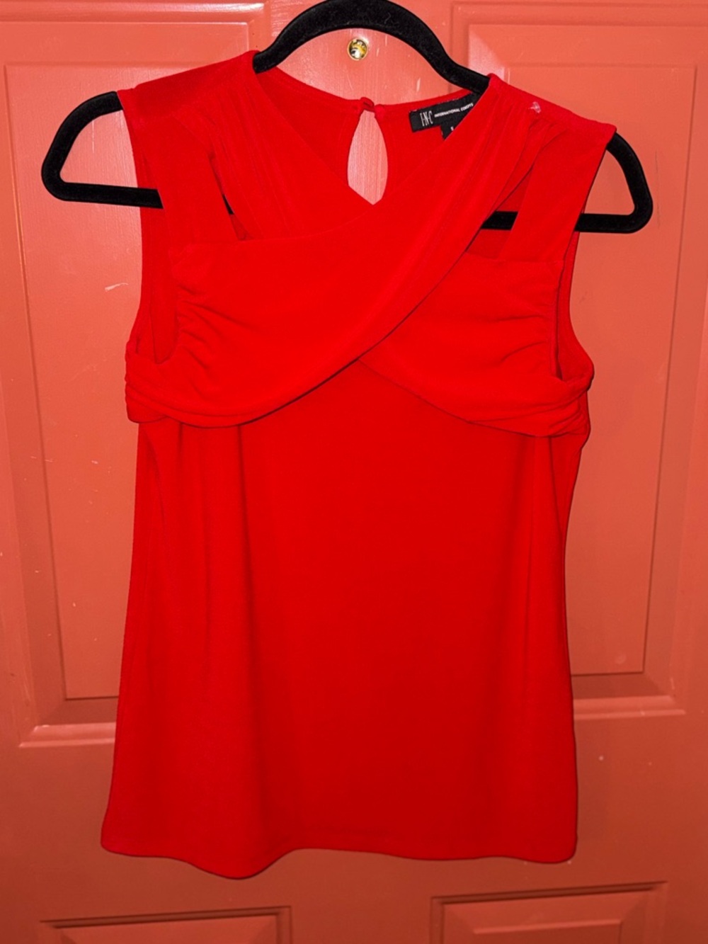 INC International Concepts Red Sleeveless Twist-Front shirt